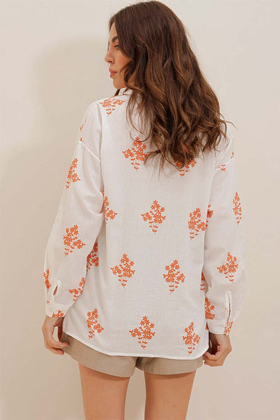 Camicia da donna Darana, Bianco/Arancione 5