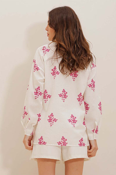 Camicia da donna Darana, Bianco/Rosa 5