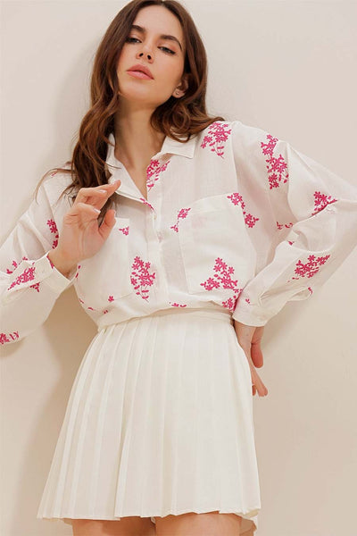 Camicia da donna Darana, Bianco/Rosa 4