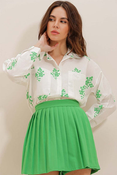 Camicia da donna Darana, Bianco/Verde 1