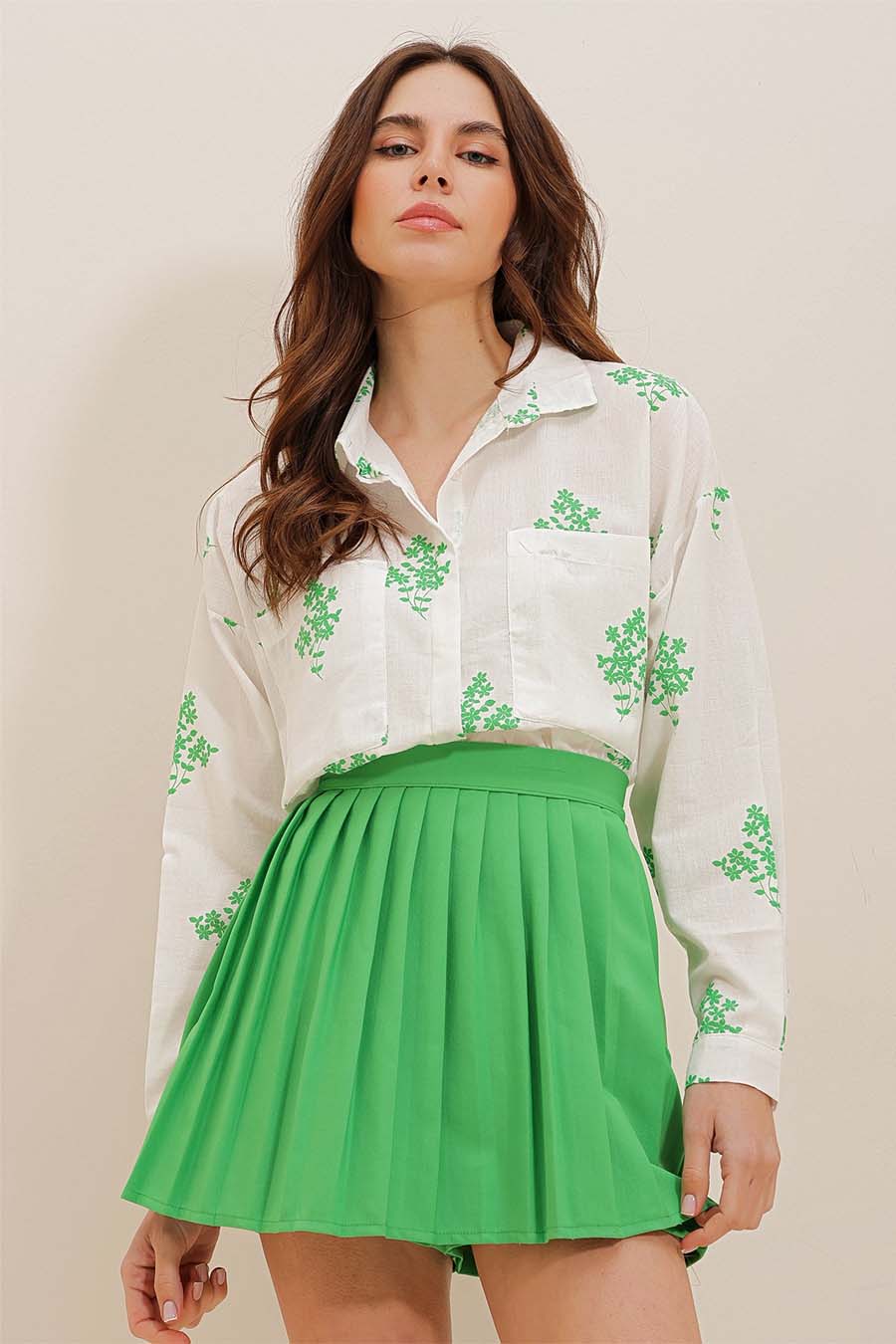 Camicia da donna Darana, Bianco/Verde 4