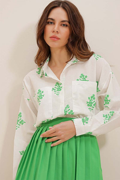 Camicia da donna Darana, Bianco/Verde 3