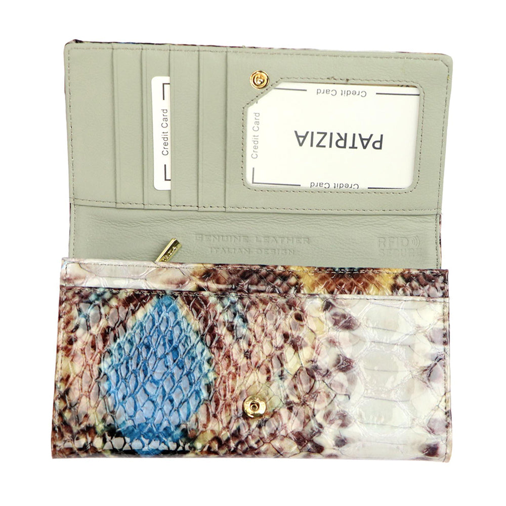 Portafoglio da donna in vera pelle GPD409, Bianco/Blu - con protezione RFID 4