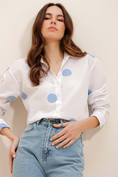 Camicia da donna Millie, Bianco/Azzurro 2