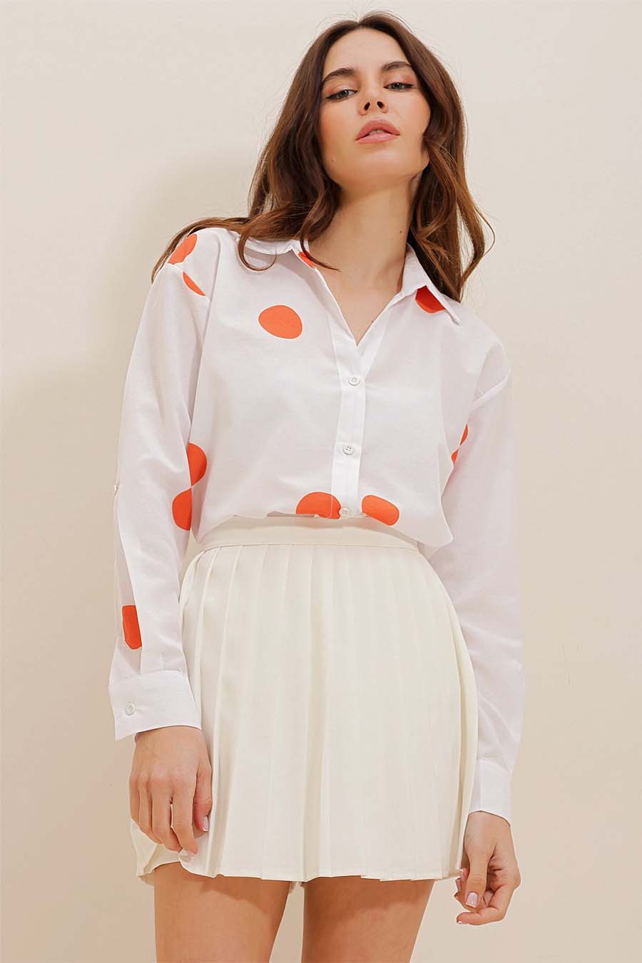 Camicia da donna Millie, Bianco/Arancione 3