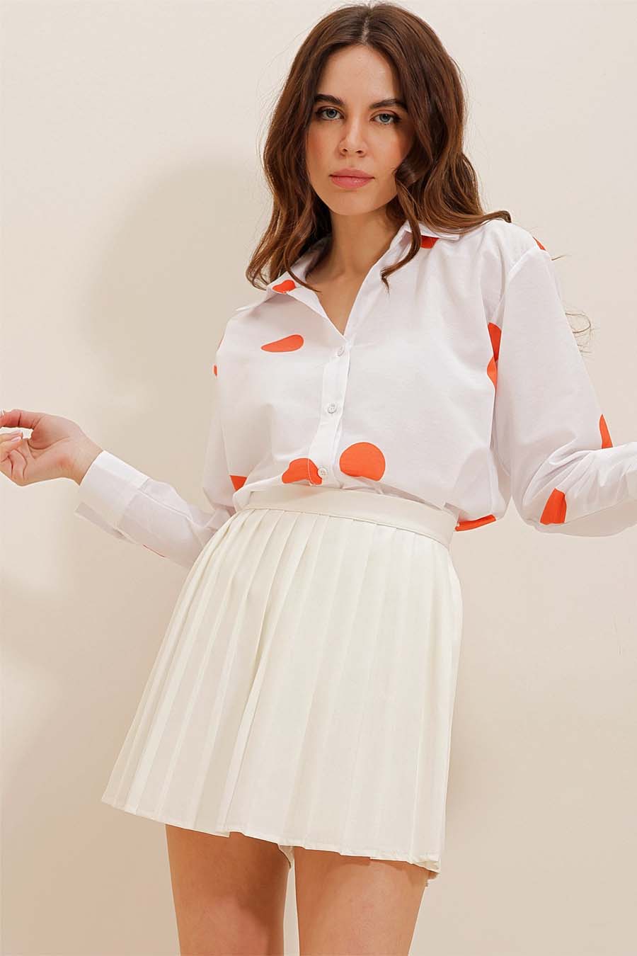 Camicia da donna Millie, Bianco/Arancione 4