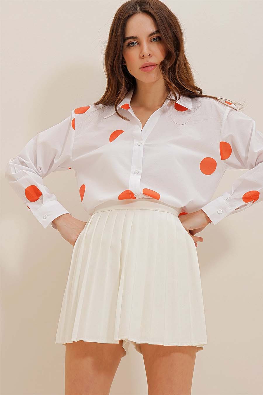 Camicia da donna Millie, Bianco/Arancione 5