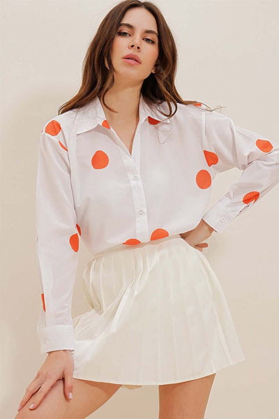 Camicia da donna Millie, Bianco/Arancione 2