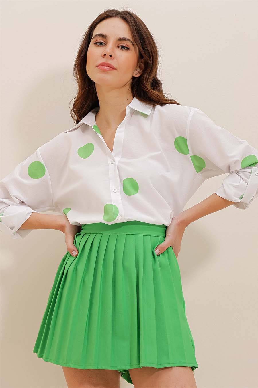 Camicia da donna Millie, Bianco/Verde 4